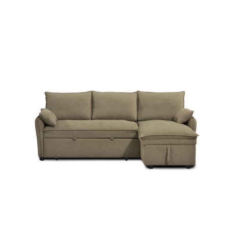 Canapé d'angle convertible et réversible SABEA 4 places tissu vert