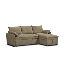 Canapé d'angle convertible et réversible SABEA 4 places tissu vert