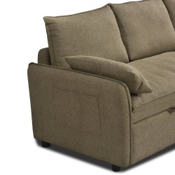 Canapé d'angle convertible et réversible SABEA 4 places tissu vert