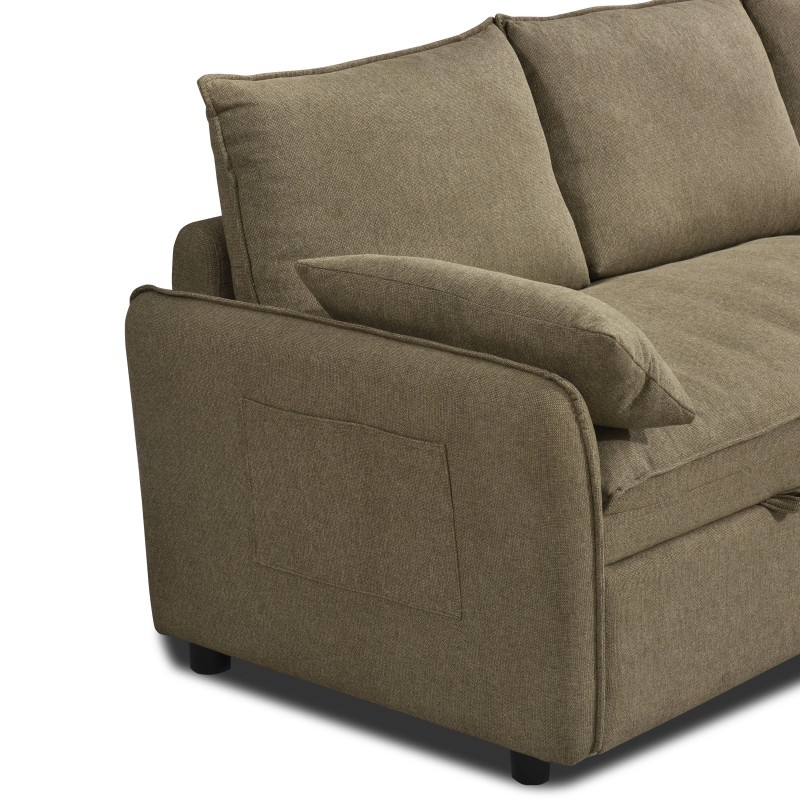 Canapé d'angle convertible et réversible SABEA 4 places tissu vert