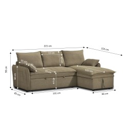 Canapé d'angle convertible et réversible SABEA 4 places tissu vert