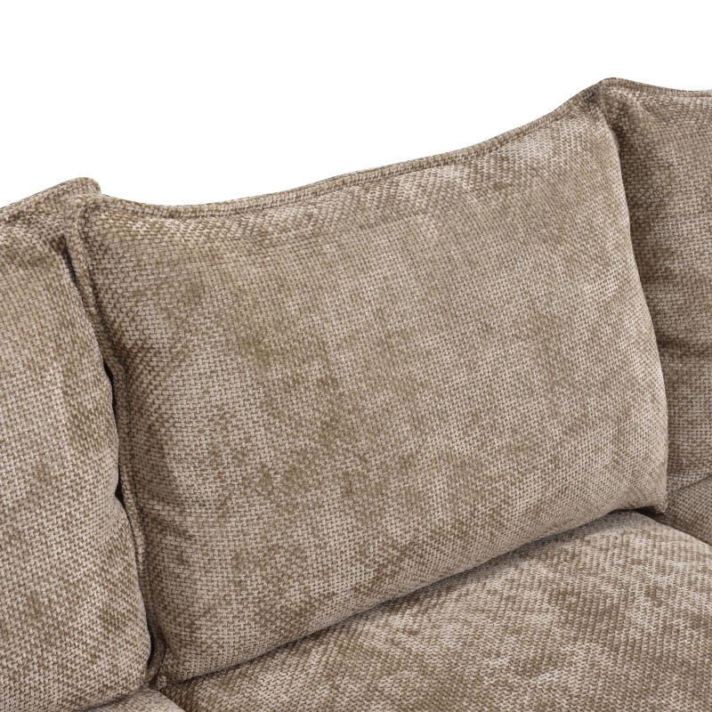 Canapé d'angle droit convertible VINEA 4 places tissu chenille tramé taupe