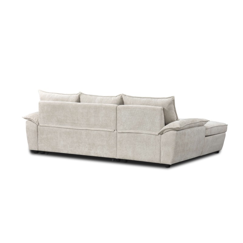 Divano letto angolare a 4 posti VINEA, lato sinistro, tessuto in ciniglia, beige