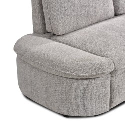 Canapé d'angle convertible et réversible LORMA 4 places tissu chenille tramé beige
