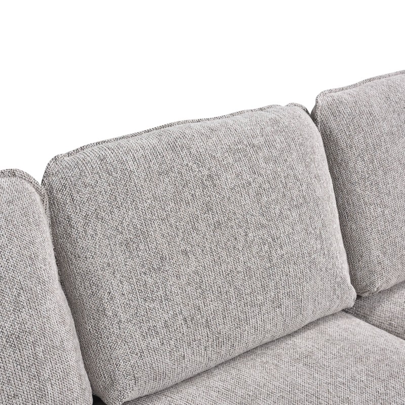 Canapé d'angle convertible et réversible LORMA 4 places tissu chenille tramé beige