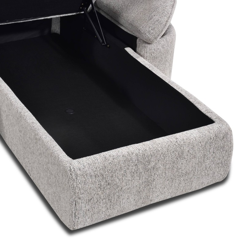 Canapé d'angle convertible et réversible LORMA 4 places tissu chenille tramé beige
