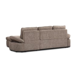 Canapé d'angle convertible et réversible LORMA 4 places tissu chenille tramé marron