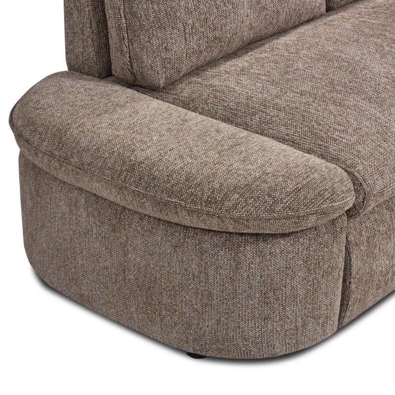 Canapé d'angle convertible et réversible LORMA 4 places tissu chenille tramé marron