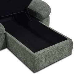 Canapé d'angle convertible et réversible LORMA 4 places tissu chenille tramé vert