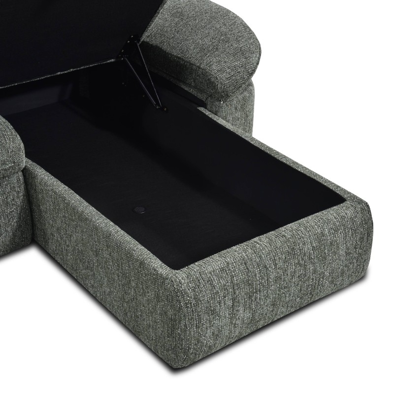 Canapé d'angle convertible et réversible LORMA 4 places tissu chenille tramé vert