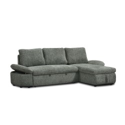 Canapé d'angle convertible et réversible LORMA 4 places tissu chenille tramé vert