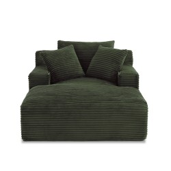 KENEDY 1-Sitzer-Sofa, fest, tief, komprimiert, gerade, aus grünem Cord