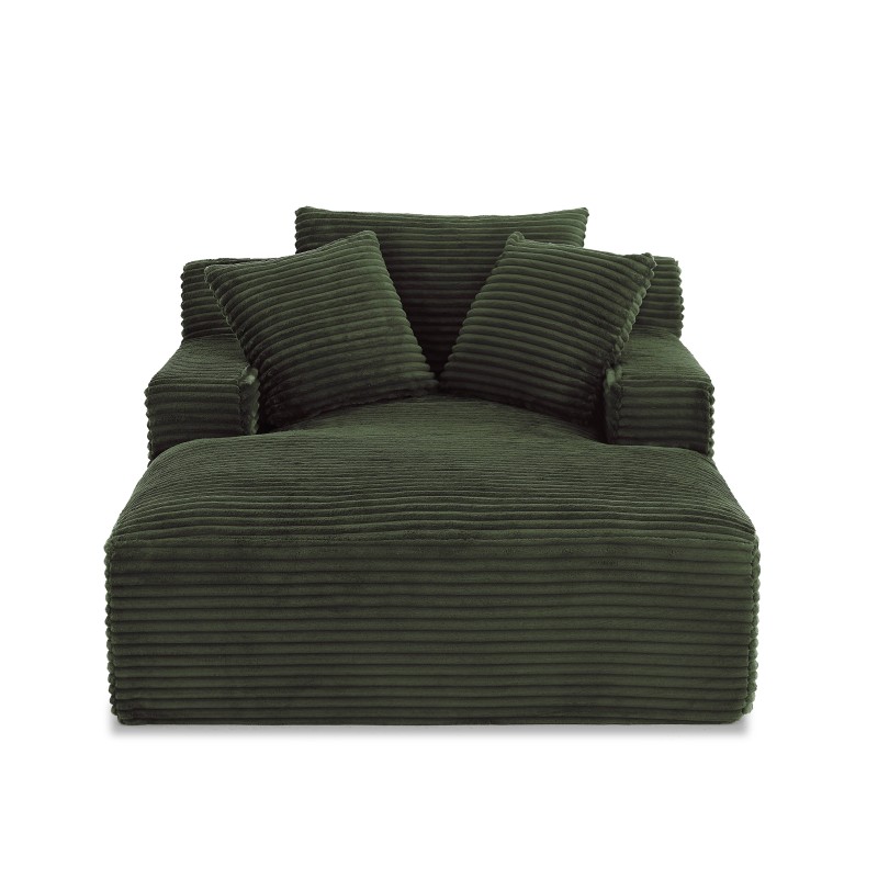 KENEDY 1-Sitzer-Sofa, fest, tief, komprimiert, gerade, aus grünem Cord