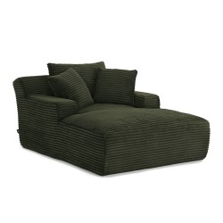 KENEDY 1-Sitzer-Sofa, fest, tief, komprimiert, gerade, aus grünem Cord