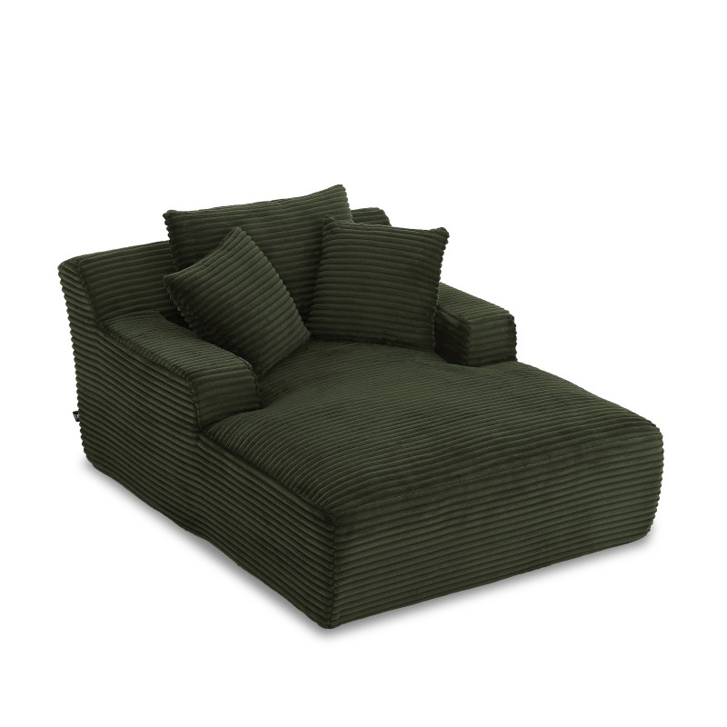 KENEDY 1-Sitzer-Sofa, fest, tief, komprimiert, gerade, aus grünem Cord