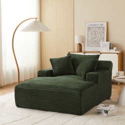KENEDY 1-Sitzer-Sofa, fest, tief, komprimiert, gerade, aus grünem Cord