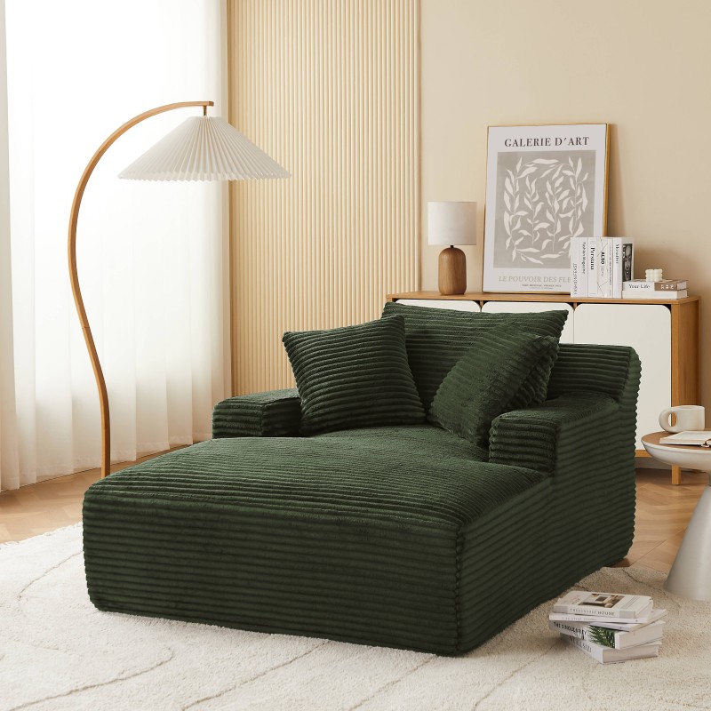 KENEDY 1-Sitzer-Sofa, fest, tief, komprimiert, gerade, aus grünem Cord