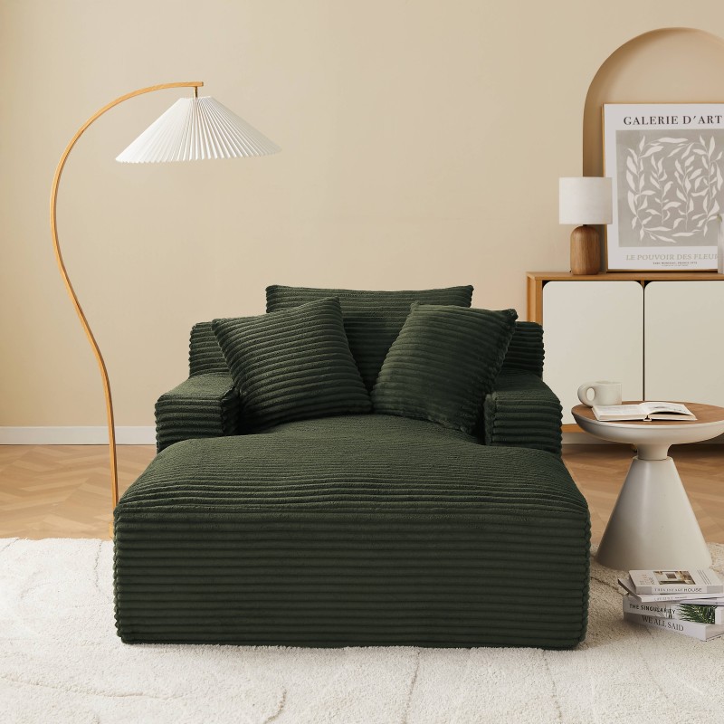 KENEDY 1-Sitzer-Sofa, fest, tief, komprimiert, gerade, aus grünem Cord