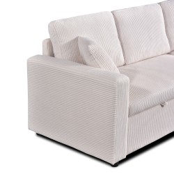 Canapé d'angle convertible et réversible ASPEN 4 places velours côtelé beige
