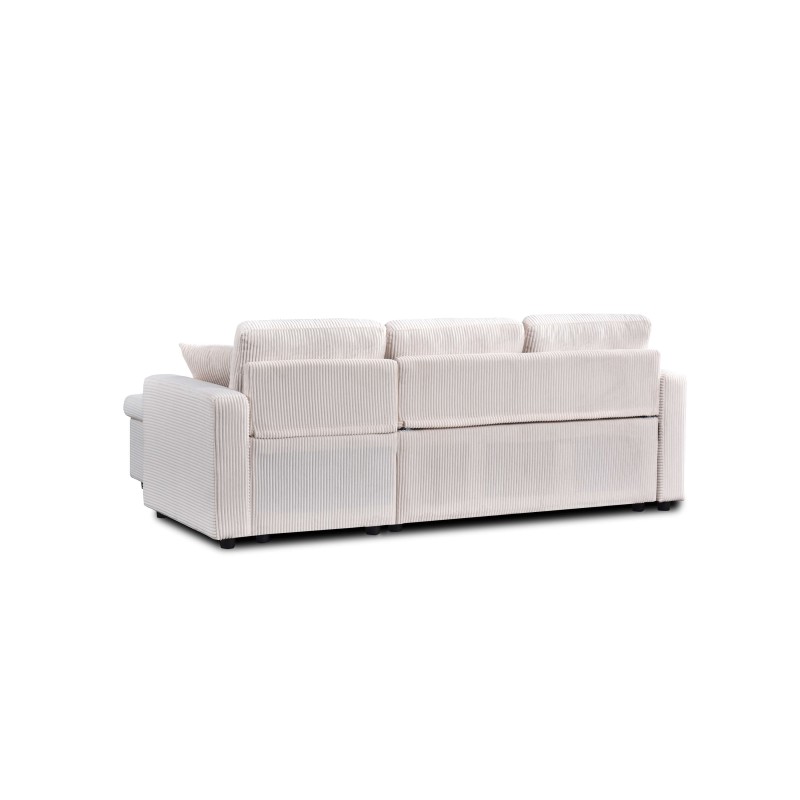 Canapé d'angle convertible et réversible ASPEN 4 places velours côtelé beige