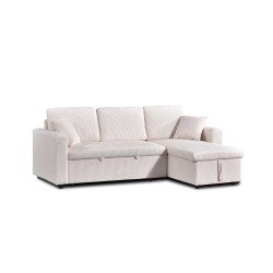 Canapé d'angle convertible et réversible ASPEN 4 places velours côtelé beige