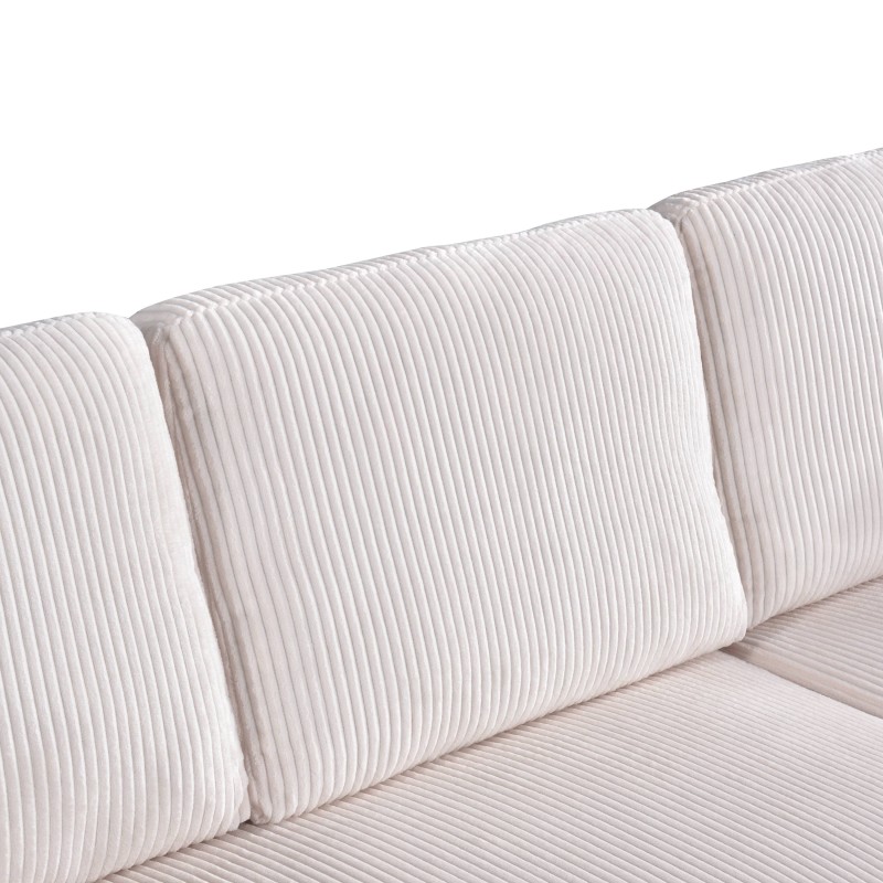 Canapé d'angle convertible et réversible ASPEN 4 places velours côtelé beige