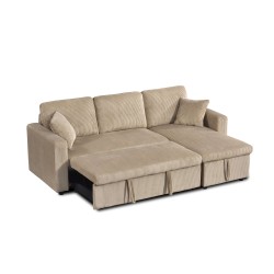 Canapé d'angle convertible et réversible ASPEN 4 places velours côtelé taupe