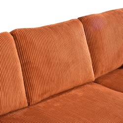 Canapé d'angle convertible et réversible ASPEN 4 places velours côtelé terracotta