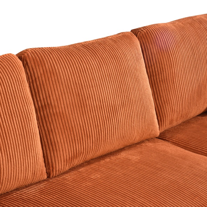 Canapé d'angle convertible et réversible ASPEN 4 places velours côtelé terracotta