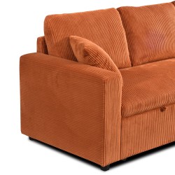 Canapé d'angle convertible et réversible ASPEN 4 places velours côtelé terracotta