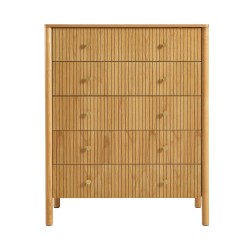 Commode CLEO placage chêne 5 tiroirs 90cm
