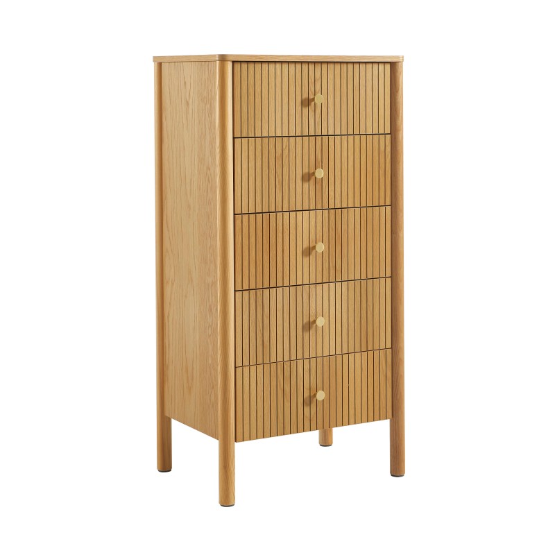 CLEO 55 cm Kommode mit 5 Schubladen und Eichenfurnier