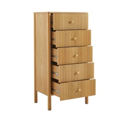 CLEO 55 cm Kommode mit 5 Schubladen und Eichenfurnier