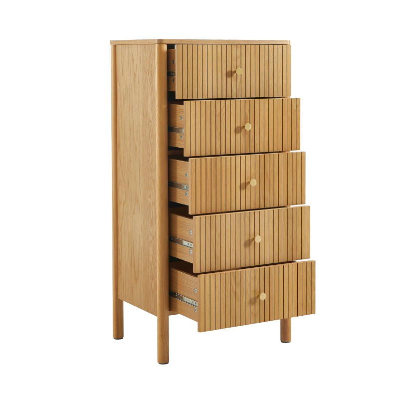 CLEO 55 cm Kommode mit 5 Schubladen und Eichenfurnier