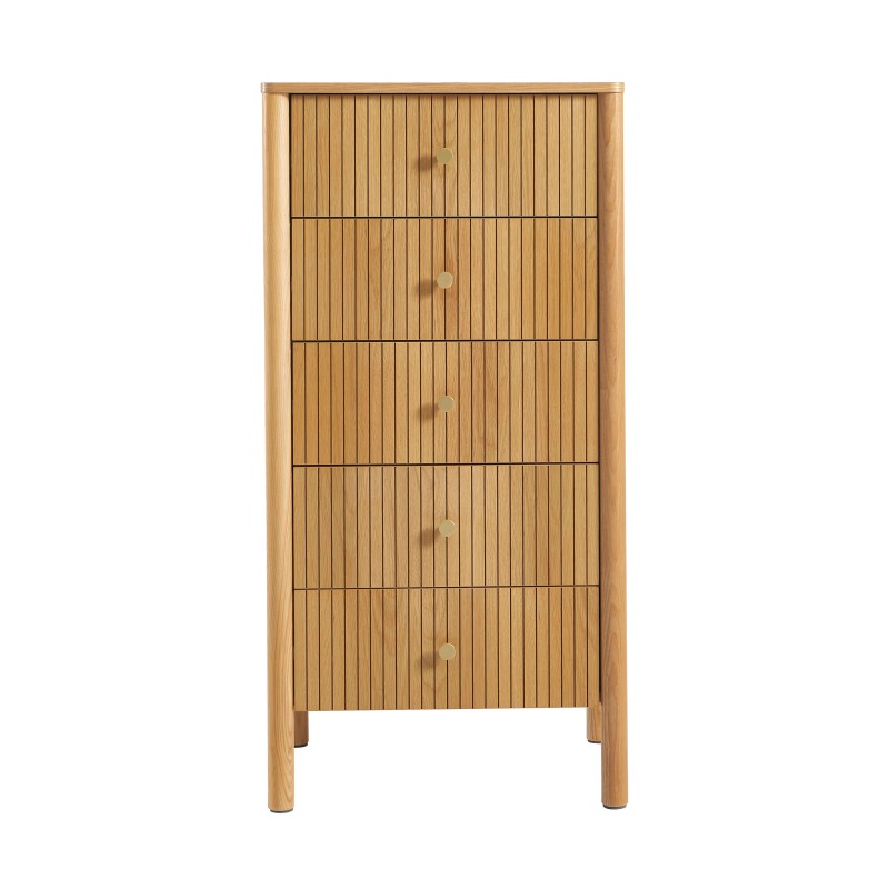 CLEO 55 cm Kommode mit 5 Schubladen und Eichenfurnier