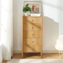 CLEO 55 cm Kommode mit 5 Schubladen und Eichenfurnier