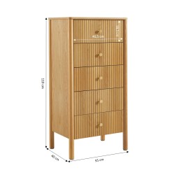 CLEO 55 cm Kommode mit 5 Schubladen und Eichenfurnier