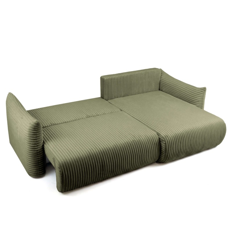 Canapé d'angle convertible et réversible GLORIA 4 places velours côtelé vert
