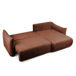 Canapé d'angle convertible et réversible GLORIA 4 places velours côtelé terracotta