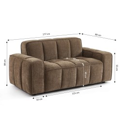 Canapé ALISTAIR 2 places tissu chenille marron