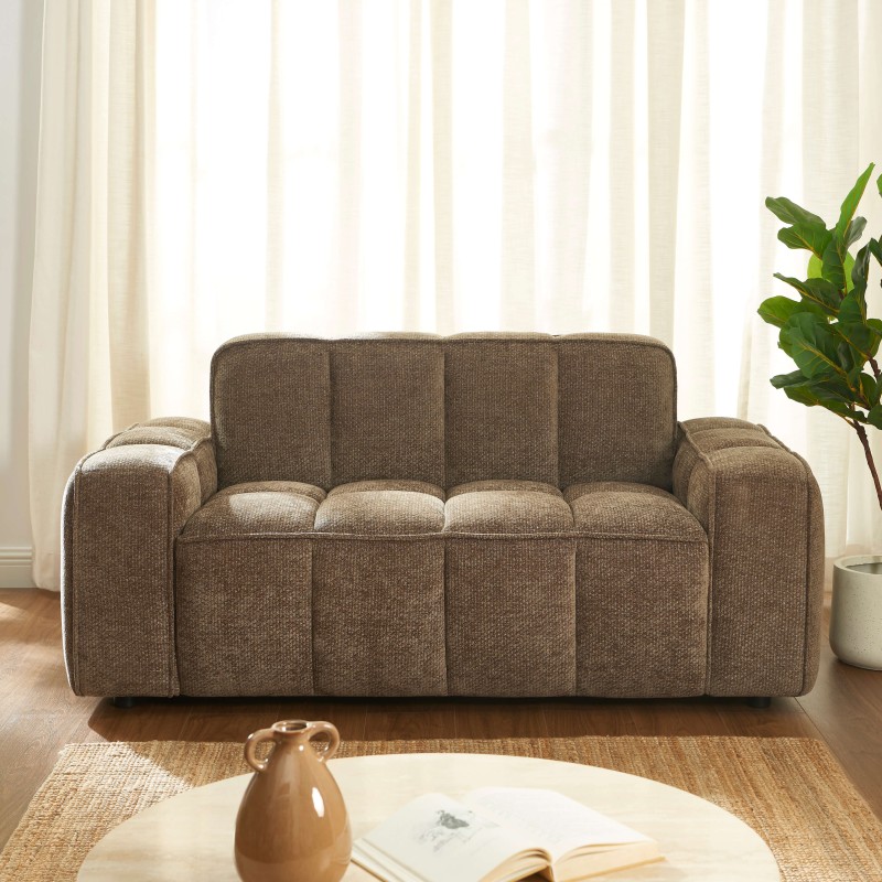 Canapé ALISTAIR 2 places tissu chenille marron