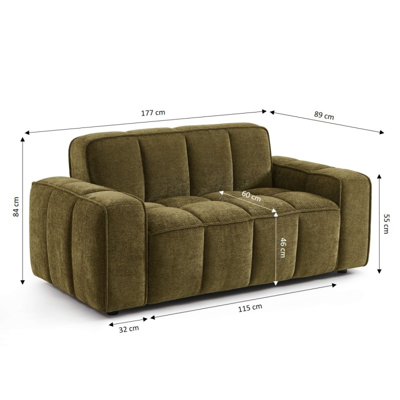 Canapé ALISTAIR 2 places tissu chenille vert