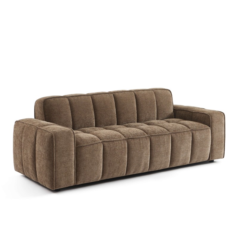 Canapé ALISTAIR 3 places tissu chenille marron