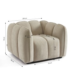 Fauteuil MATILDA 1 place tissu chenille beige