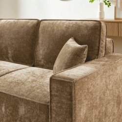 Canapé droit convertible GAVI 3 places tissu marron