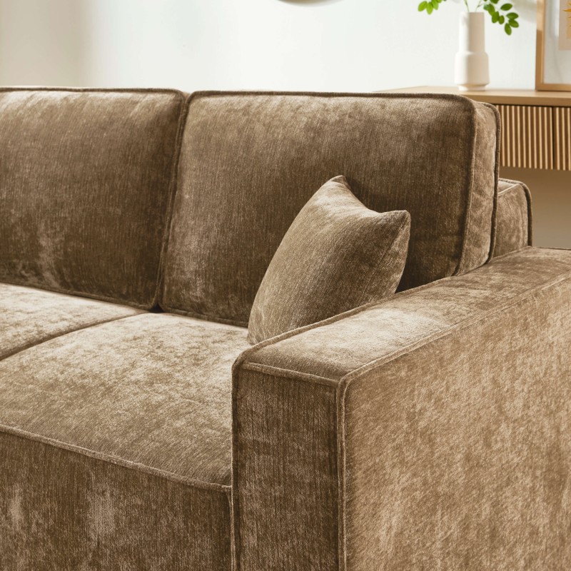 Canapé droit convertible GAVI 3 places tissu marron