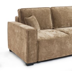 Canapé droit convertible GAVI 3 places tissu marron