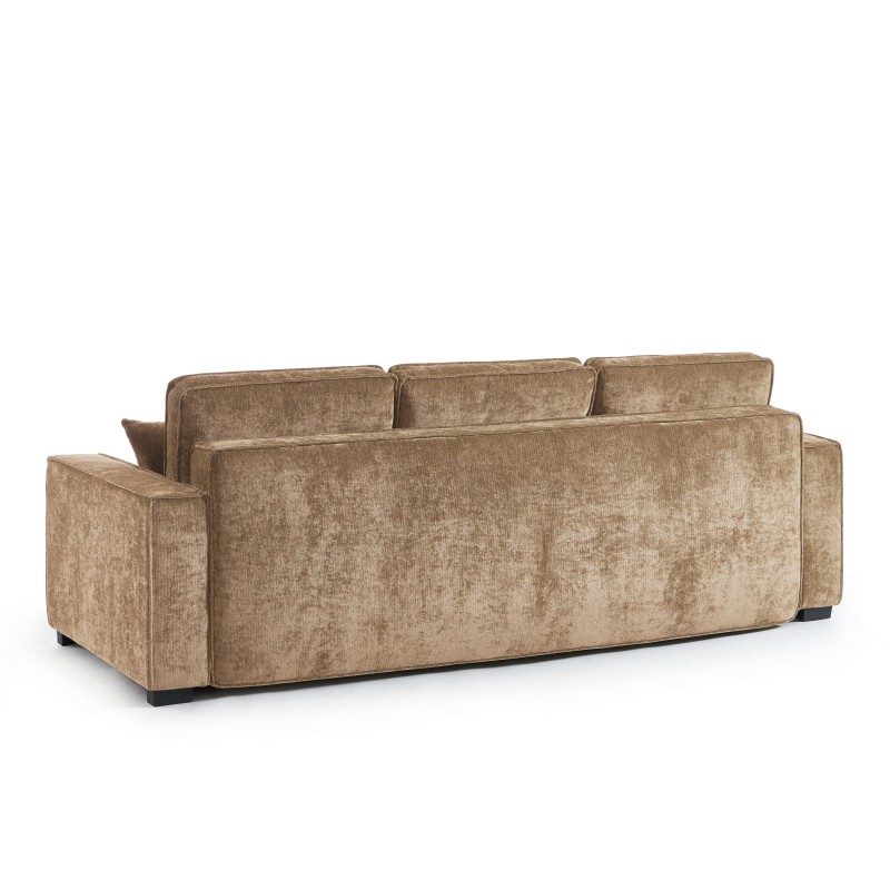 Canapé droit convertible GAVI 3 places tissu marron