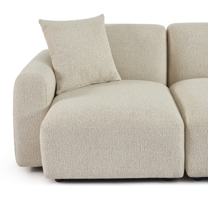 Canapé d'angle droit fixe CORELA 4 places tissu chenille tramé beige