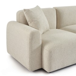 Canapé d'angle droit fixe CORELA 4 places tissu chenille tramé beige